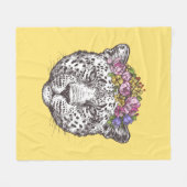 ヒョウのヒッピーの上品 フリースブランケット (正面(横))