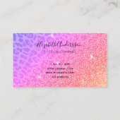 ヒョウのピンクの紫のグリッターは黄金を滴らせる 名刺 (裏面)