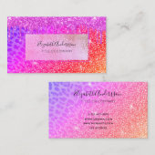 ヒョウのピンクの紫のグリッターは黄金を滴らせる 名刺 (正面/裏面)
