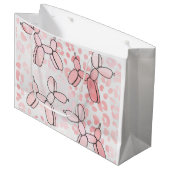 ヒョウのピンクの風船犬 ラージペーパーバッグ (正面アングル)