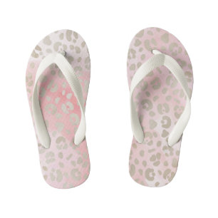 ヒョウのピンクキッズビーチサンダル キッズビーチサンダル
