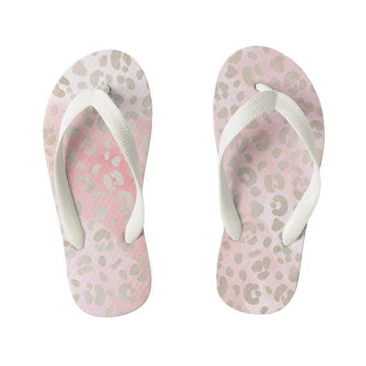 ヒョウのピンクキッズビーチサンダル キッズビーチサンダル (フットベッド)