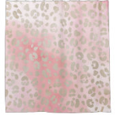 ヒョウのピンクパターン シャワーカーテン (正面)