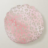 ヒョウのピンクパターン ラウンドクッション (裏面)
