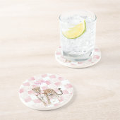 ヒョウのピンクボウスクウェア コースター (側面)