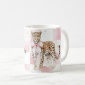 ヒョウのピンクボウスクウェア コーヒーマグカップ (正面右)
