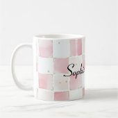 ヒョウのピンクボウスクウェア コーヒーマグカップ (左)