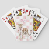 ヒョウのピンクボウスクウェア トランプ (裏面)