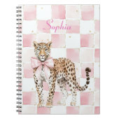 ヒョウのピンクボウスクウェア ノートブック (正面)