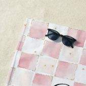 ヒョウのピンクボウスクウェア ビーチタオル (インサイチュ)