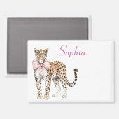 ヒョウのピンクボウ マグネット (正面/裏面)