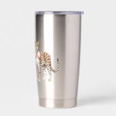 ヒョウのピンクボウ 保温保冷タンブラー (左面)