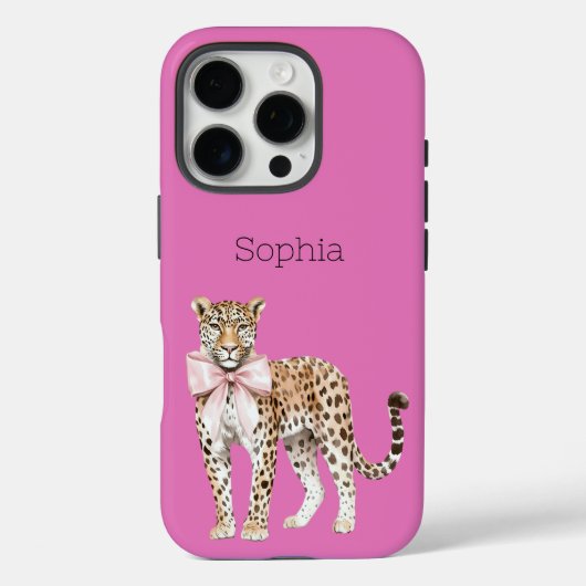 ヒョウのピンクボウ Case-Mate iPhoneケース (裏面)