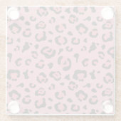 ヒョウのピンク動物のイラストレーション ガラスコースター (裏面)