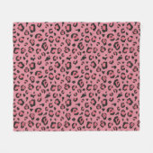 ヒョウのピンク動物のイラストレーション フリースブランケット (正面(横))