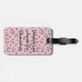 ヒョウのピンク動物のイラストレーション ラゲッジタグ (裏面横)