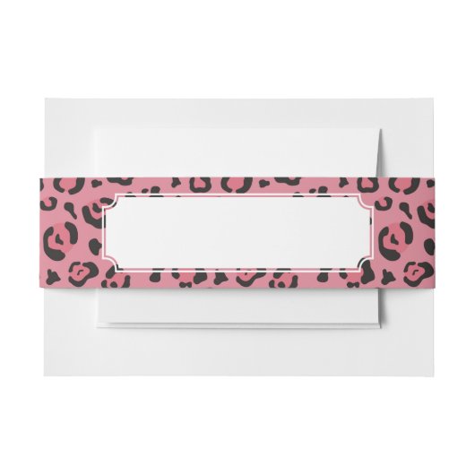 ヒョウのピンク動物のイラストレーション 招待状ベリーバンド (正面例)