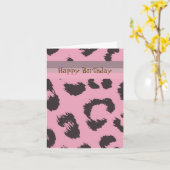 ヒョウのファーパターン誕生日 カード (黄色い花)