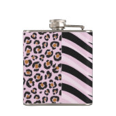 ヒョウのプリントおよびシマウマのバラはピンクで縞で飾ります フラスク (裏面)