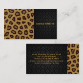 ヒョウのプリントおよびダマスク織の名刺 名刺 (正面/裏面)