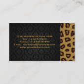 ヒョウのプリントおよびダマスク織の名刺 名刺 (裏面)