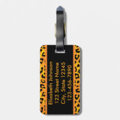 ヒョウのプリントおよび足のパーソナライズな住所 ラゲッジタグ (裏面縦)