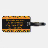 ヒョウのプリントおよび足のパーソナライズな住所 ラゲッジタグ (裏面横)