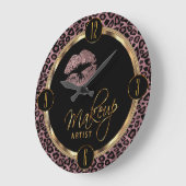 ヒョウのプリントが付いているメーキャップアーティストの挨りだらけのばら色の唇 ラージ壁時計 (傾斜)