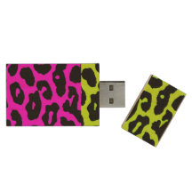 ヒョウのプリントのかえで木USB 2.0の抜け目がないドライブ