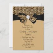 ヒョウのプリントのゆとりのラインストーンのダイヤモンドの菓子16 招待状 (正面)