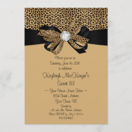 ヒョウのプリントのゆとりのラインストーンのダイヤモンドの菓子16 招待状