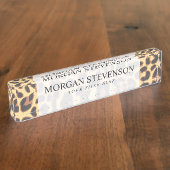 ヒョウのプリントのアニマル・スキンパターン デスクネームプレート (側面)