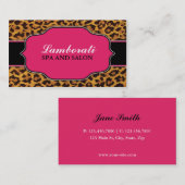 ヒョウのプリントのエレガントでモダンなファッションのピンク 名刺 (正面/裏面)