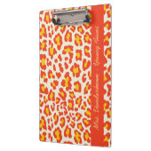 ヒョウのプリントのオレンジ黄色の白くカスタムなクリップボード クリップボード (左)