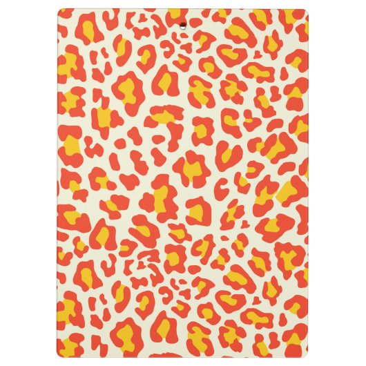 ヒョウのプリントのオレンジ黄色の白くカスタムなクリップボード クリップボード (裏面)