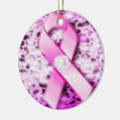 ヒョウのプリントのオーナメントのピンクのリボン セラミックオーナメント (左)