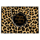 ヒョウのプリントのカスタムなハッピーバースデーのギフトバッグ ラージペーパーバッグ (正面)