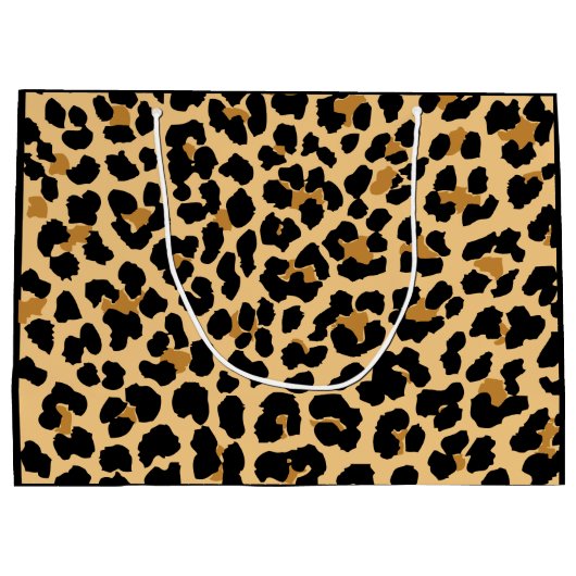 ヒョウのプリントのカスタムなハッピーバースデーのギフトバッグ ラージペーパーバッグ (裏面)