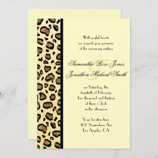 ヒョウのプリントのカスタムの結婚式招待状 招待状 (正面/裏面)