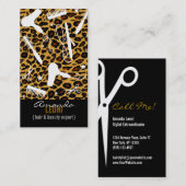 ヒョウのプリントのサロンは垂直に用具を使います 名刺 (正面/裏面)