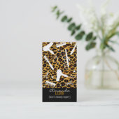 ヒョウのプリントのサロンは垂直に用具を使います 名刺 (スタンド正面)