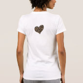 ヒョウのプリントのハートの大きな猫のTシャツの~のハート Tシャツ (裏面)