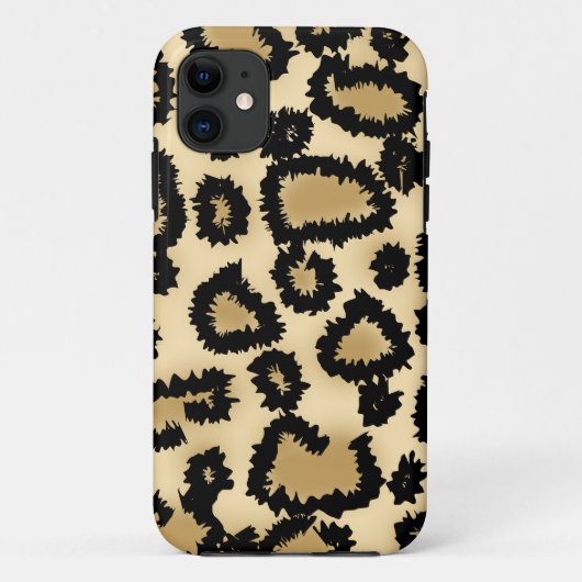 ヒョウのプリントのパターン、ブラウンおよび黒 Case-Mate iPhoneケース (裏面)
