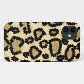 ヒョウのプリントのパターン、ブラウンおよび黒 Case-Mate iPhoneケース (裏面(横))