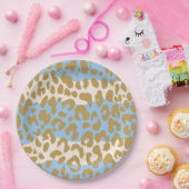 ヒョウのプリントのパーティーのプレート(青い) ペーパープレート (パーティー)