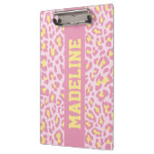 ヒョウのプリントのピンクおよび黄色くカスタムなクリップボード クリップボード (左)