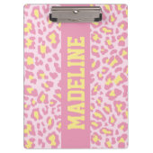 ヒョウのプリントのピンクおよび黄色くカスタムなクリップボード クリップボード (正面)