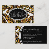 ヒョウのプリントのヘアーサロン用具 名刺 (正面/裏面)