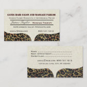 ヒョウのプリントのマッサージのサロン 予約カード (正面/裏面)