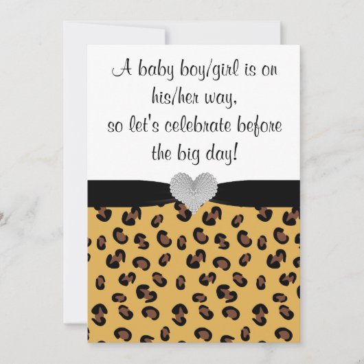 ヒョウのプリントのラインストーンのベビーシャワーの招待状 招待状 (正面)